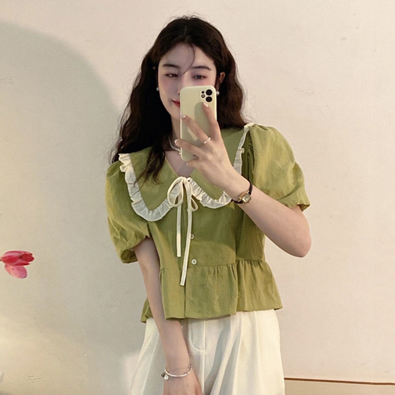 Baju Atasan Wanita Kekinian Korean Style Lucu Casual Lengan Pendek Top