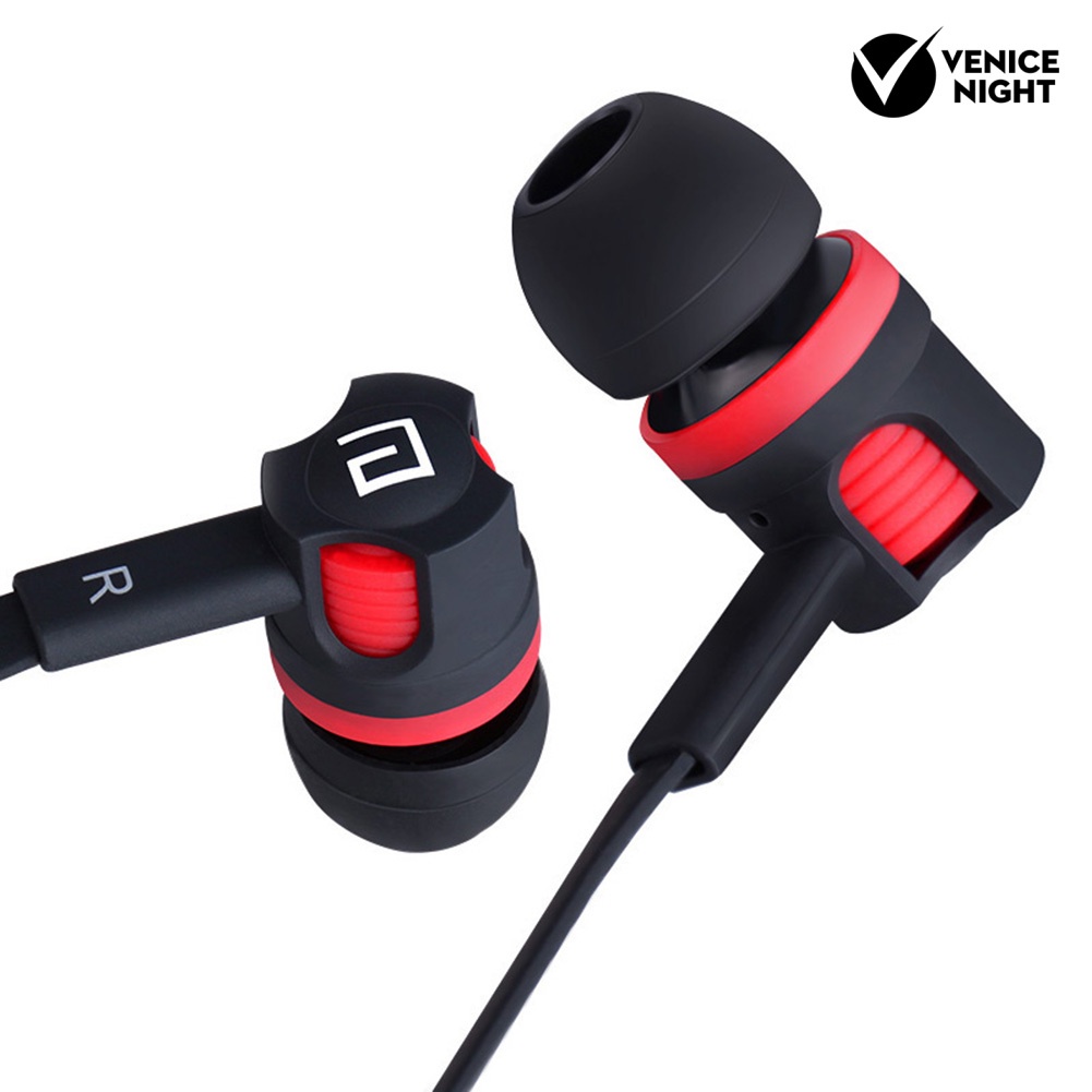 (VNEP) (Berkabel) JM26 Flat Cable 3.5mm Plug In-Ear Bass Stereo Earphone Olahraga Headset