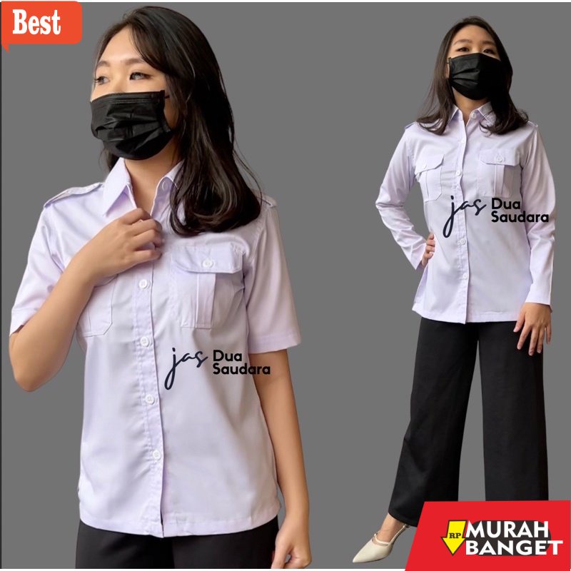 atasan wanita terbaru 2022 Kemeja pns / ASN baju dinas WANITA LENGAN PENDEK / PANJANG kemeja dinas p