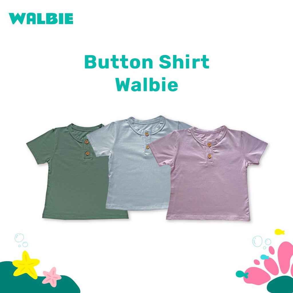 Unisex Walbie Kaos Bayi Anak 001 Button Shirt (BISA TUKAR SIZE) Baby &amp; Kids Kaos Anak Baju Bayi 0 Bulan - 3 Tahun Kaos Polos Basic T-sirt Atasan  libby uniqlo mooi velvet