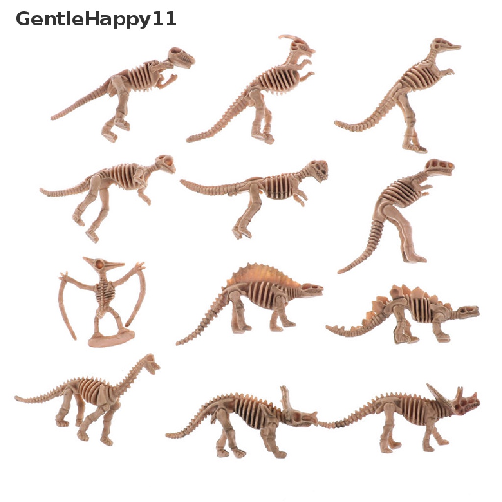 Gentlehappy 12pcs Aneka Plastik Dinosaurus Fosil Skeleton Dino Angka Mainan Anak Kado id