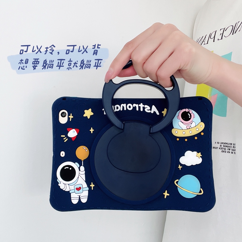 Casing Soft Case Silikon 360 Derajat Untuk Xiaomi Redmi Pad (2022) 10.61 &quot;VHU4254IN 5G° Ring Stand Case Hp Bentuk Astronot Kartun Lucu