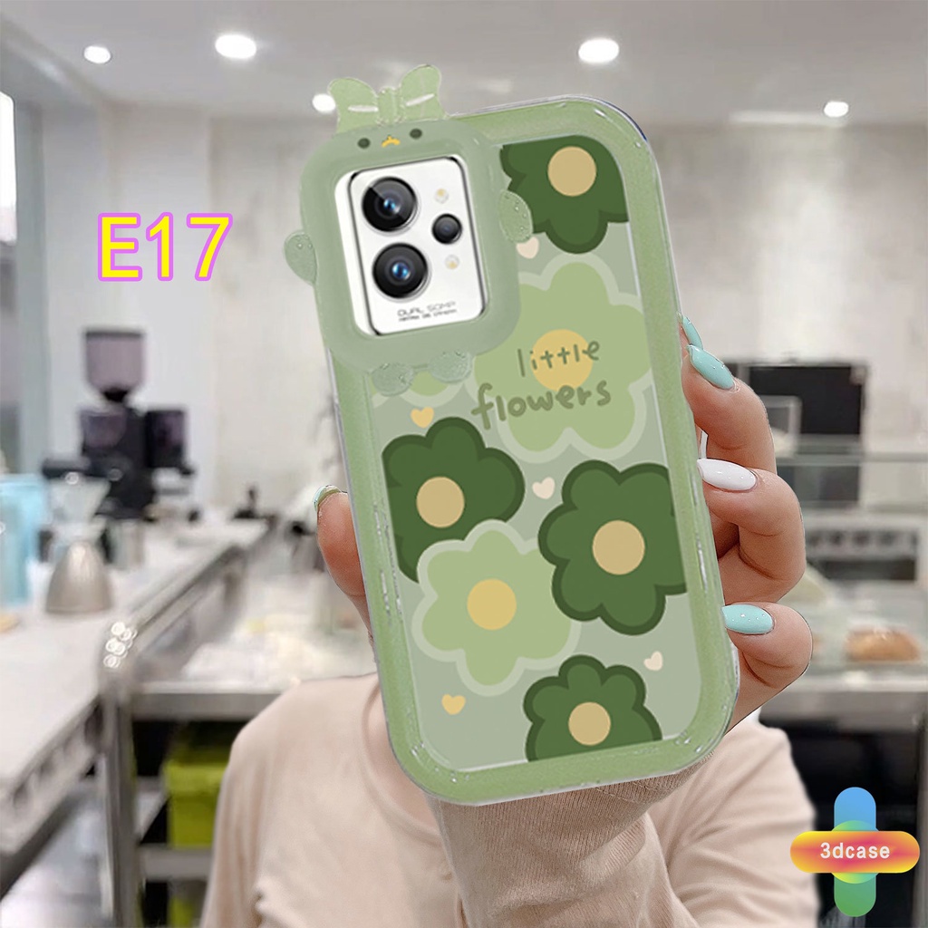 Soft TPU Case Realme C11 2021 C21Y C31 C35 C15 C21 C25 C20 C3 C12 C2 C25S 5S 5 5S 5i C17 7i 9i C1 C25Y C2 C3i 6i C20A V11 Narzo 20 10 10A 20A 30A A7 A5S A15 A16 Y12 Y20 Y15S A03 Green Flowers Little Monster lens Anti-fall Case