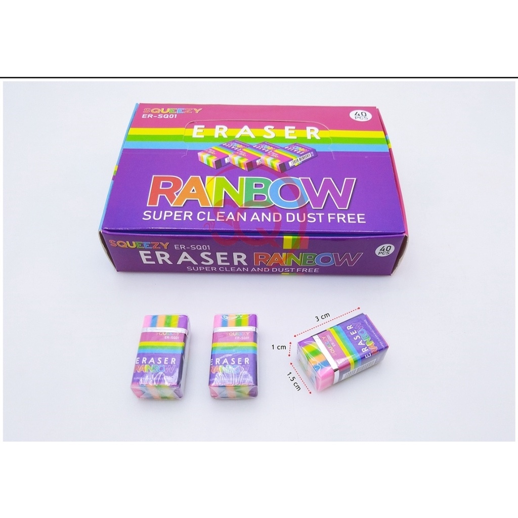 

Penghapus Pensil Squeezy Rainbow isi 40 Pcs / Box