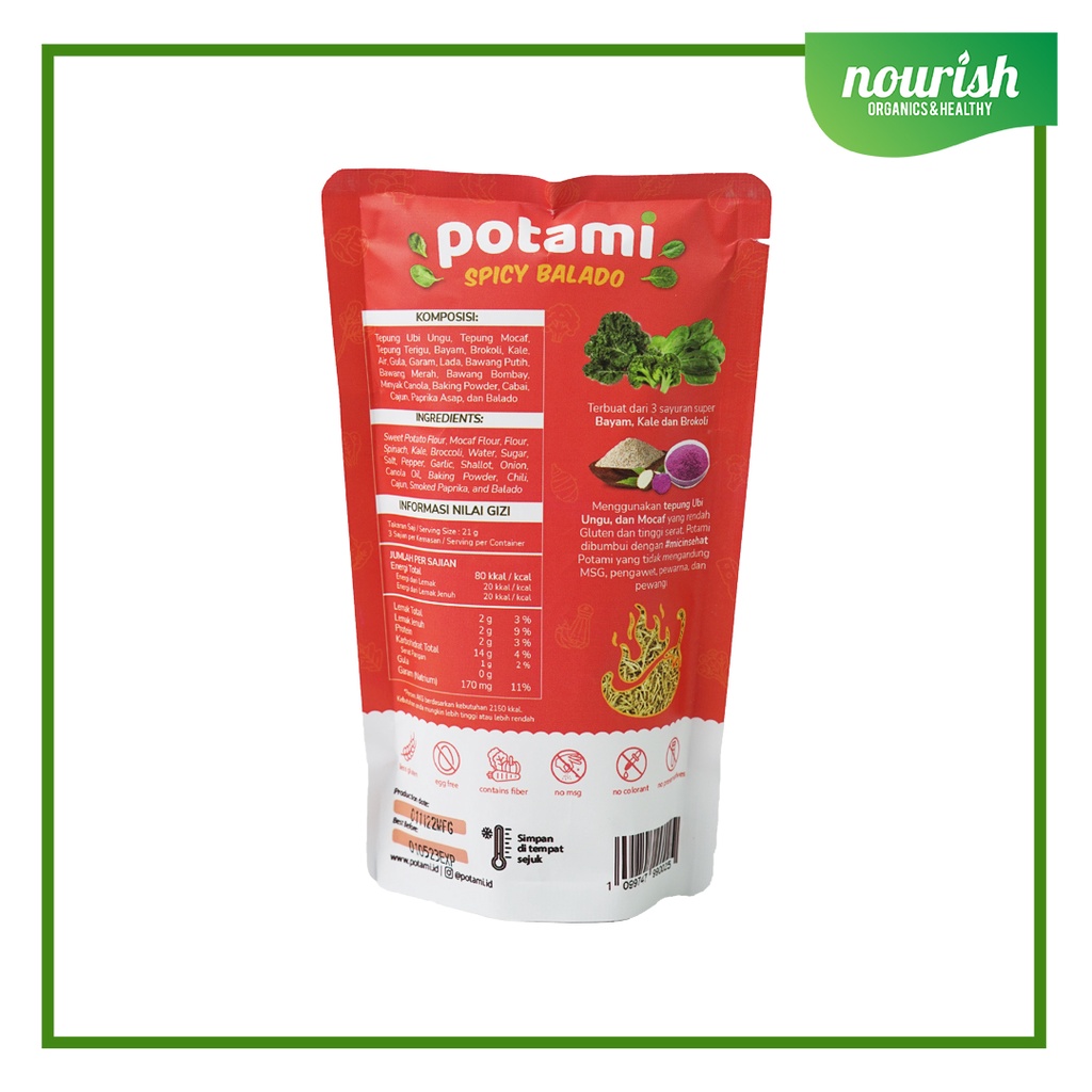 Potami Mie Remes Bayam Hot Spicy (65gr)