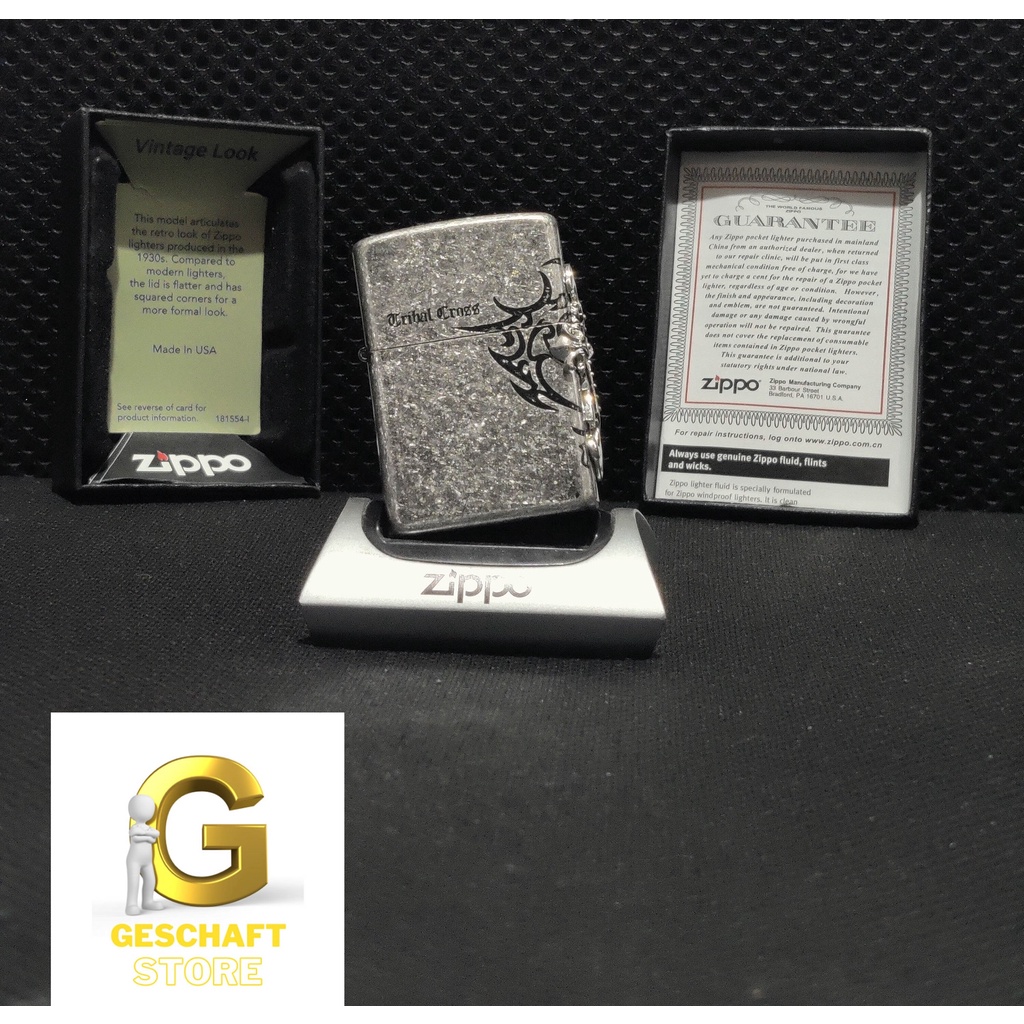 ZIPPO ORIGINAL CROSS TRIBE SILVER VINTAGE LOOK EDITION MADE IN USA