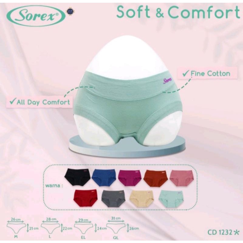 SOREX | Celana Dalam Wanita Sorex 1232 SOFT COMFORT Katun Midi Mix Strecth