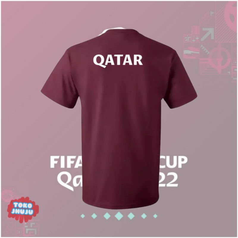 Baju Kaos Piala Dunia World Cup 2022 Team Qatar DEPAN BELAKANG