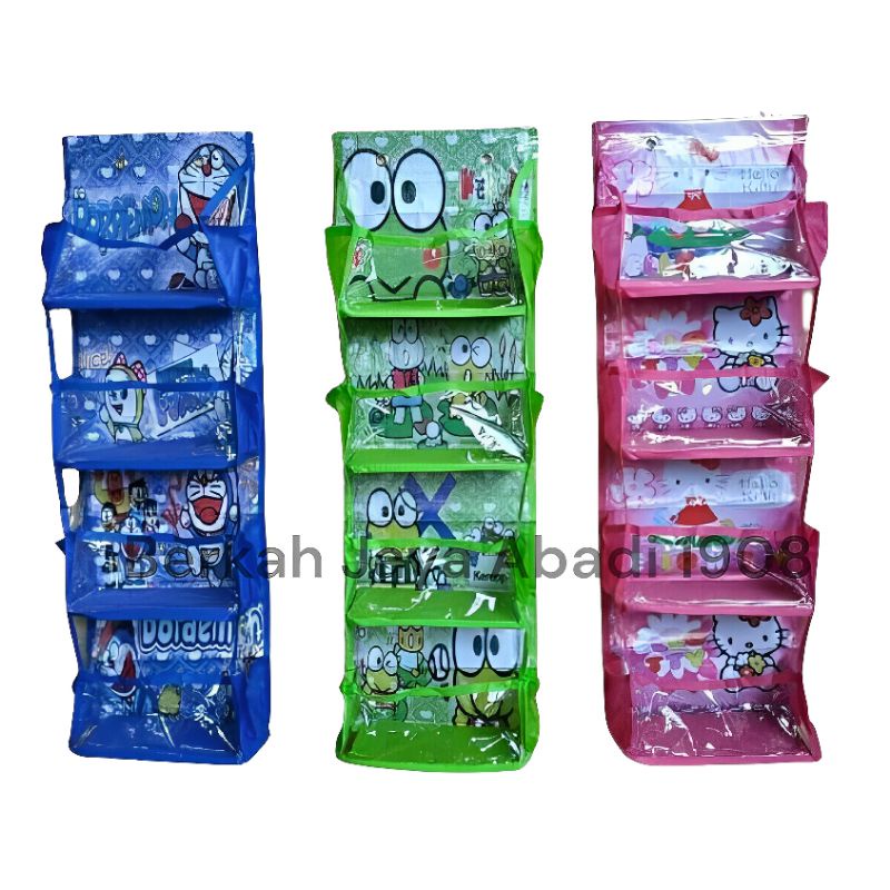Rak Kosmetik Gantung Motif Karakter Tanpa Kantong Kanan Kiri