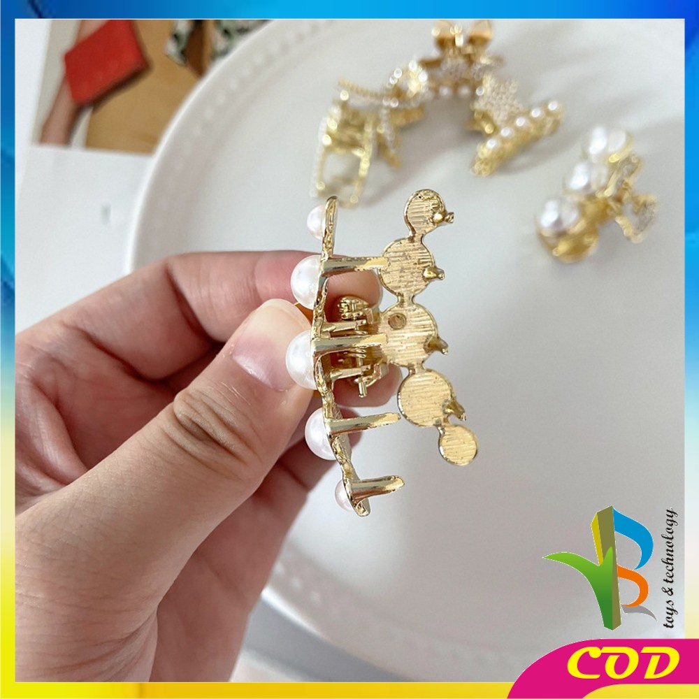 RB-C565 Jepit Rambut Alloy Korea Mini Jedai 2.5cm Mutiara Elegan / Jepit Rambut Poni Mutiara Permata / Jepitan Poni Elegan Hair Claw Clips