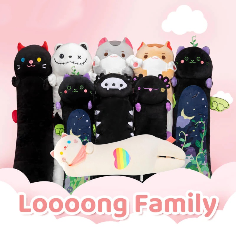 Bantal Kucing Panjang Mewah Lembut Xmas Hadiah Anak Untuk Tidur Cuddling Lumbal Support