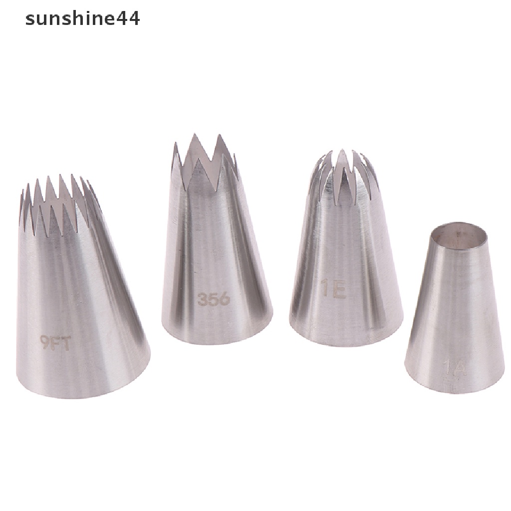 Sunshine 4pcs Spuit Piping Besar Bahan Stainless Steel Untuk Dekorasi Kue