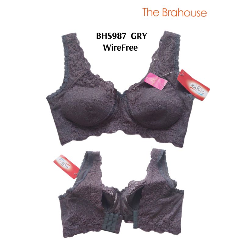 bhs987 The bra house bra tanpa kawat renda grey 34c 36c 40c