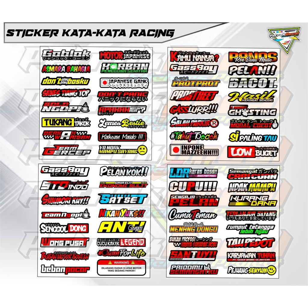 STIKER PACK KATA KATA / STIKER RACING / STICKER HOLOGRAM/ STIKER HITZ / STIKER KEKINIAN / STIKER MOT