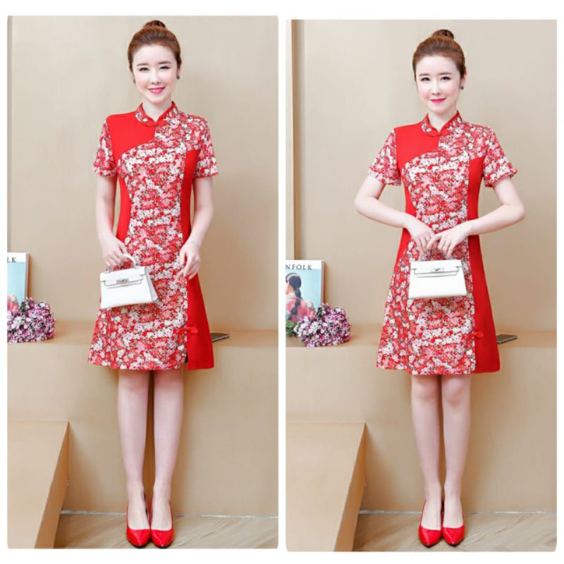 MDLV ~ 0993# CNY Adeniums Cheongsam Dress Imlek Sincia Import