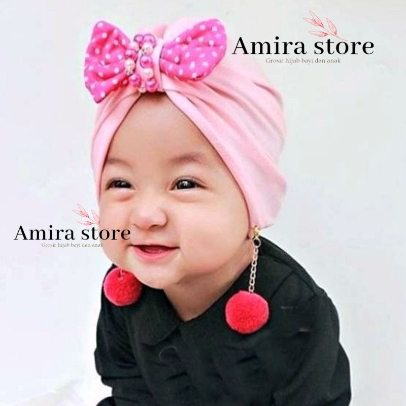 turban bayi 0 6 bulan 1 2 tahun TURBAN ANTING PITA POLKADOT ciput anak ciput bayi ciput balita turba