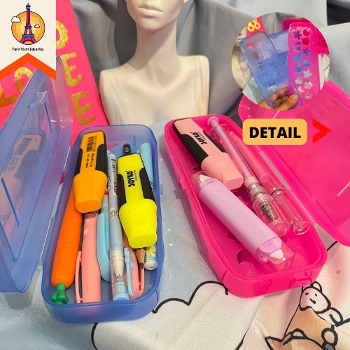 Kotak Pensil Hardbox PC-888 Dynasty Dengan Penggaris Pola Tempat Pensil Kotak Keras Lucu Tempat Alat