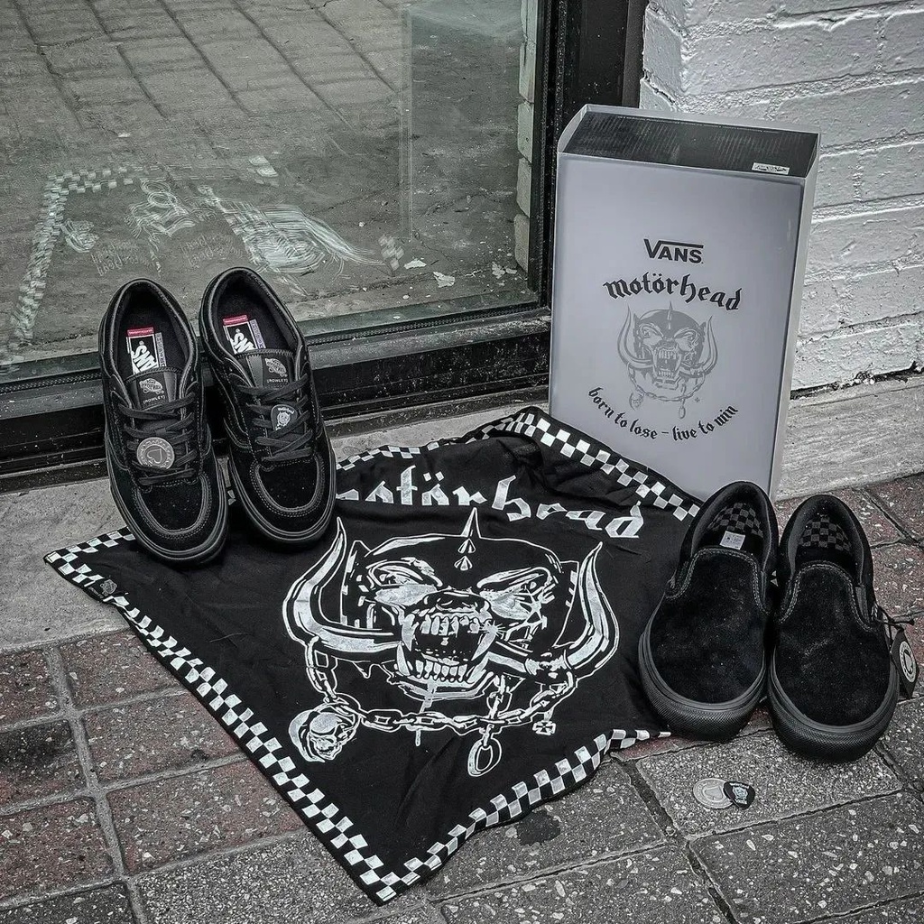 VANS SLIP-ON &amp; ROWLEY SKATE x MOTORHEAD BLACK OUT  ORIGINAL 100%