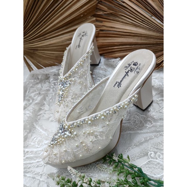 sepatu wedding alena broken white 9cm tahu