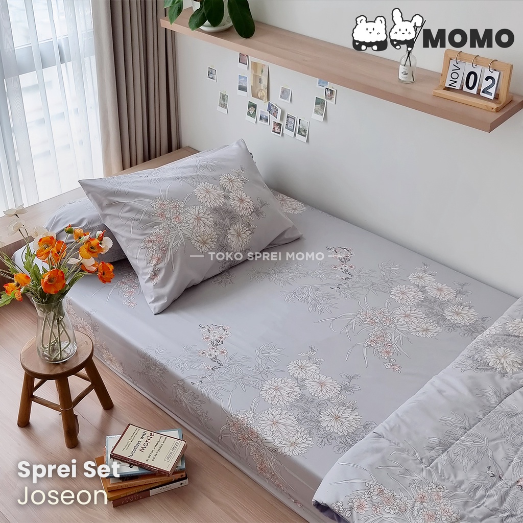 Sprei Set Katun Lokal - Motif Bunga - Ukuran 100 x 200