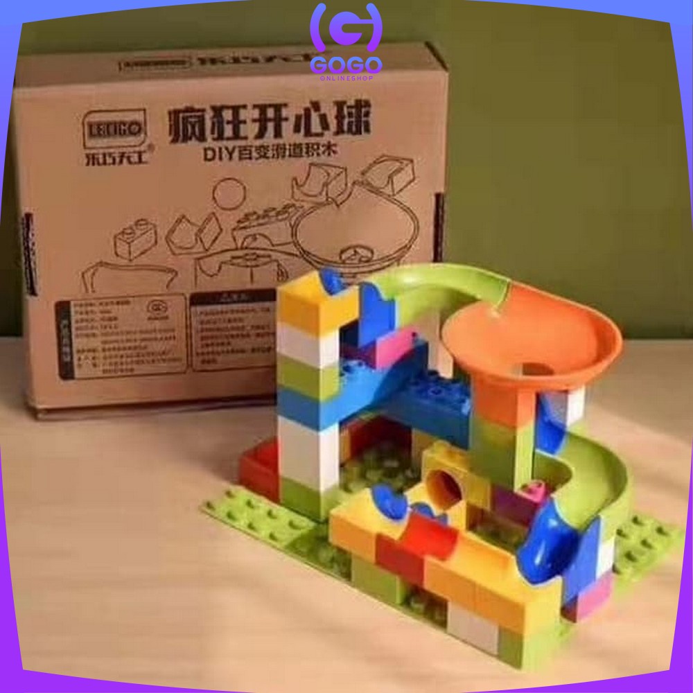 GOGO-M38 Mainan Susun Balok Kelereng Isi 50 / 56PCS Mainan Anak Block / Blok Susun / Bricks Marble Run