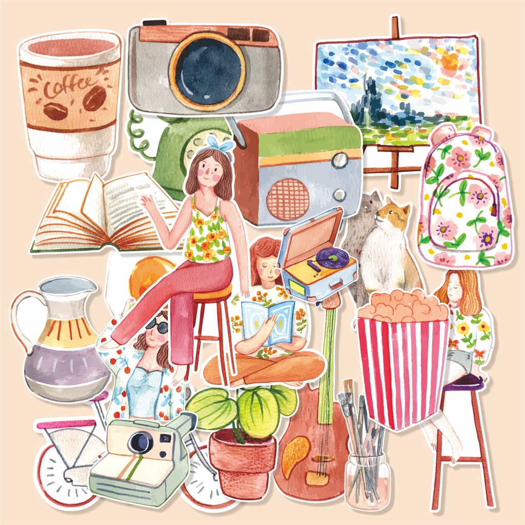 

( 50 pcs )stiker jurnal murah/random stiker/satuan/COLORFULL SUMMER-watercolor