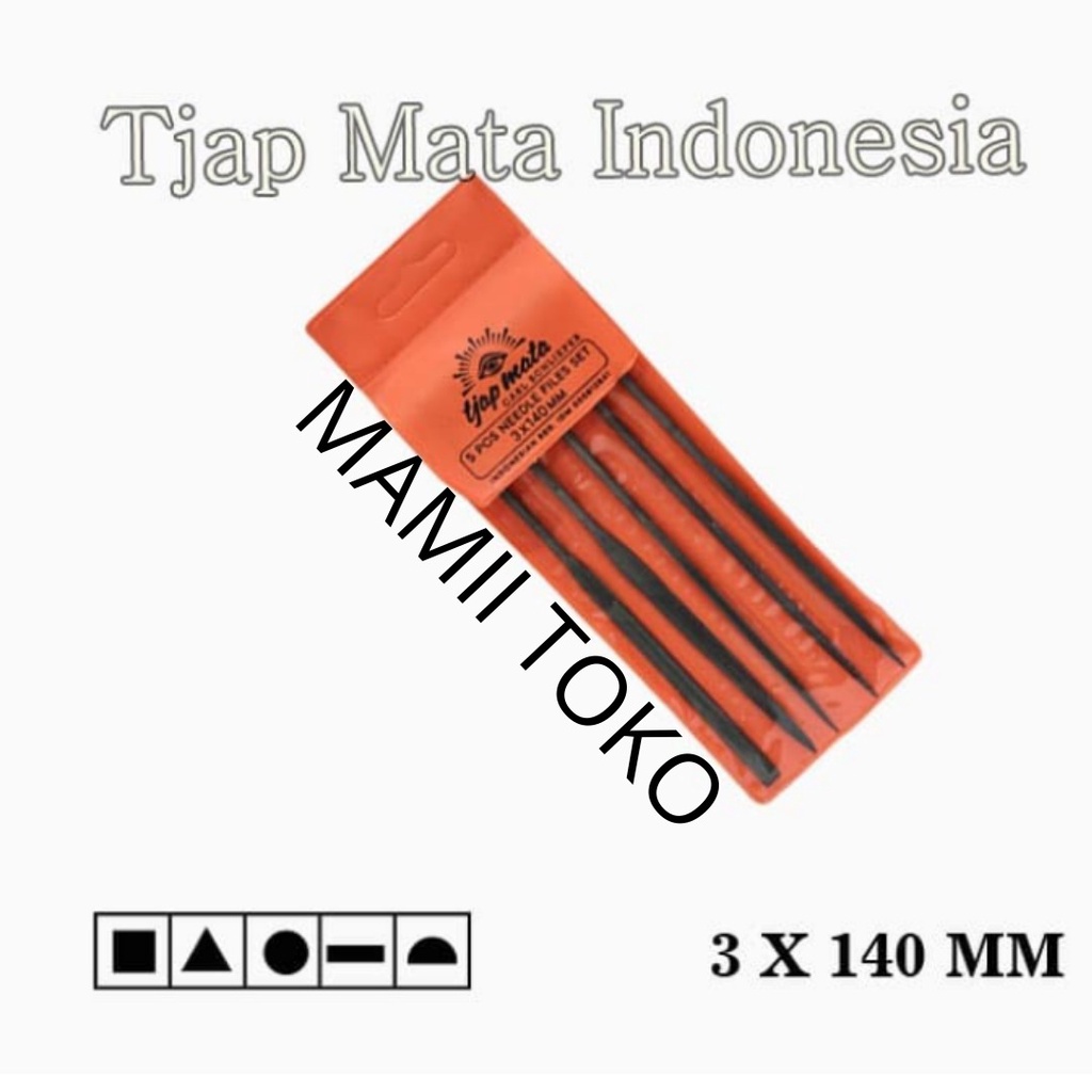 Kikir Besi Set 5pcs Kikir Sumpit 3 x 140 MM Cap Mata Tjap Mata