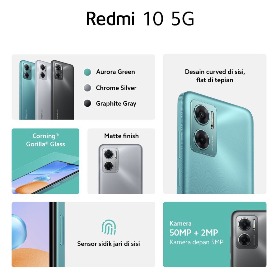 XIAOMI Redmi 10 5G | GARANSI RESMI - Jogja Handphone Xiami Redmi 10 5G HP Android