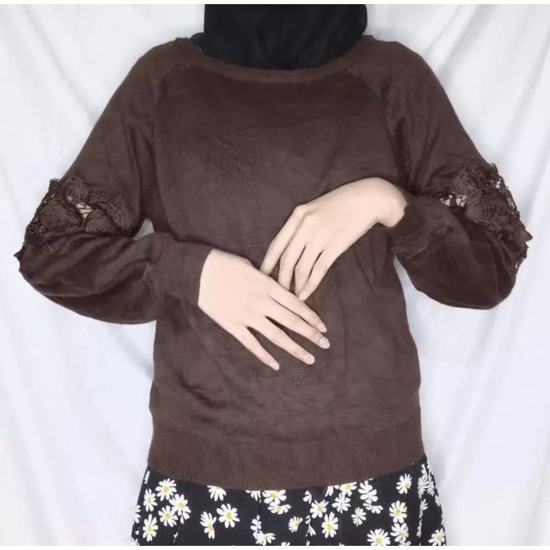 BAJU RAJUT WANITA BAHAN TEBAL TANGAN BALON (THRIFT)