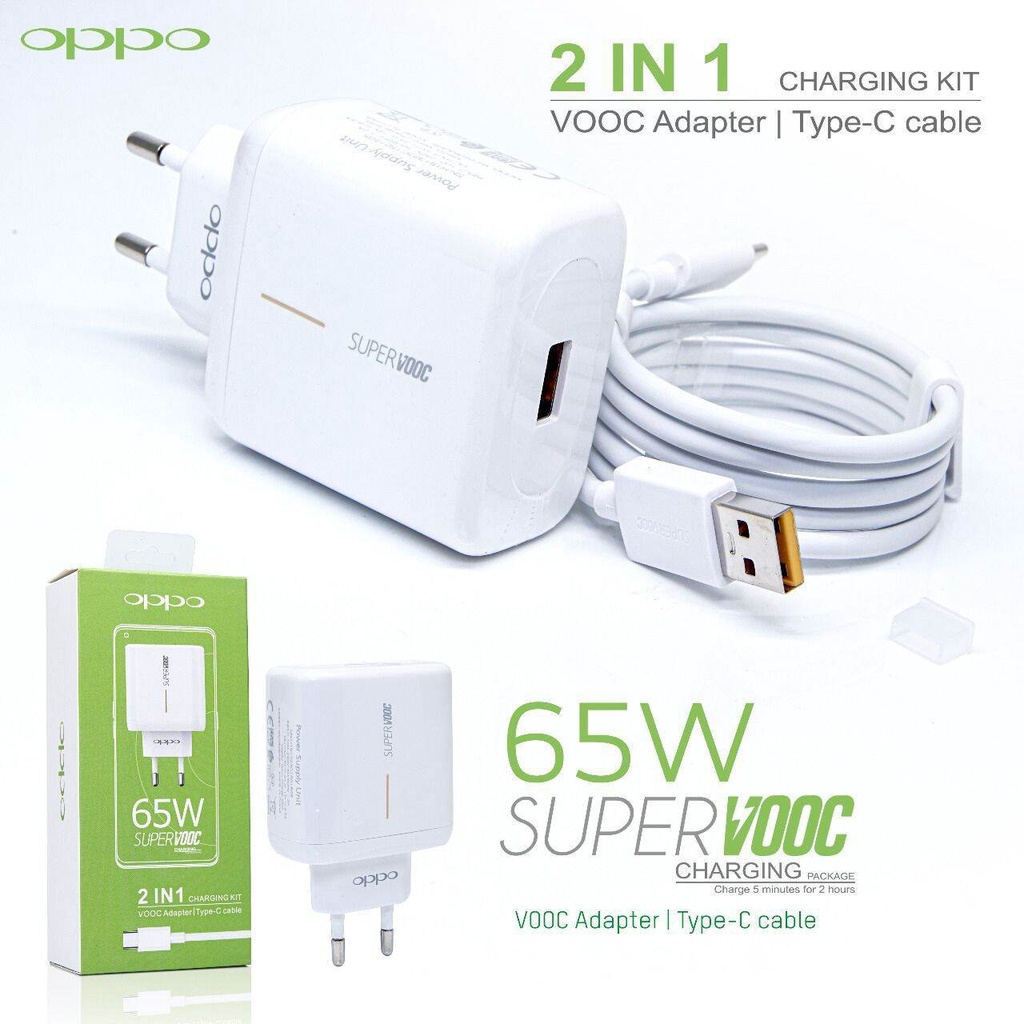 Charger OPPO RENO Ace 2 65W VOOC Fast Charging kabel data Type C Micro USB cas HP universal android original