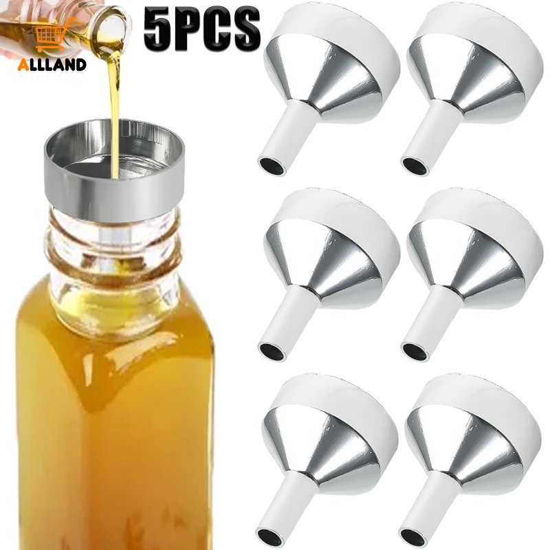 5pcs / Set Corong Mini Bahan Aluminum Metal Untuk Transfer Cairan / Lotion / Essential Oil