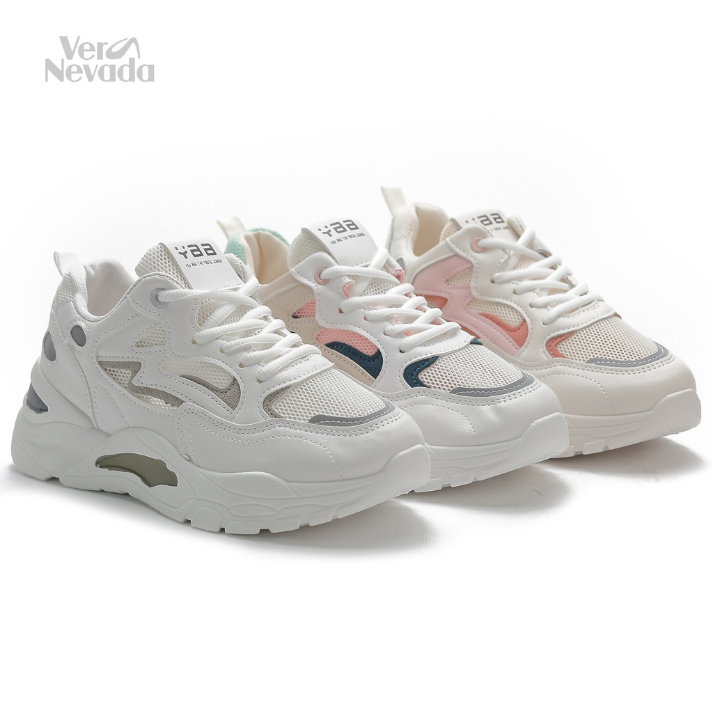 Sepatu Sneakers Wanita Vera Nevada Elena VN1130 - Sol Tinggi 4cm, Bahan Kanvas dan Kulit, Warna Brow