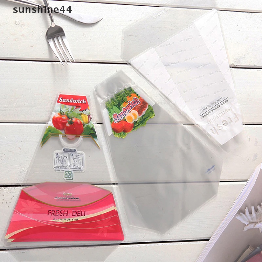 Sunshine 100pcs Plastik Wrap Roti / Sandwich Bentuk Segitiga Transparan Tebal