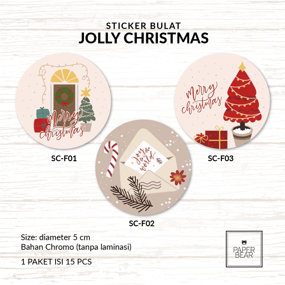 

Sticker JOLLY CHRISTMAS / Sticker Bulat Chromo Natal / Christmas Sticker / Sticker Toples Natal