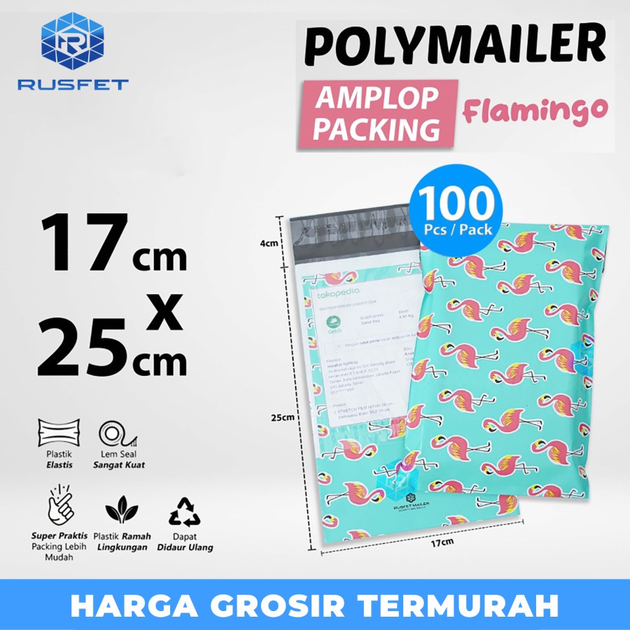 

Amplop Plastik Packing Polymailer 17x25cm Motif Flamingo PACK