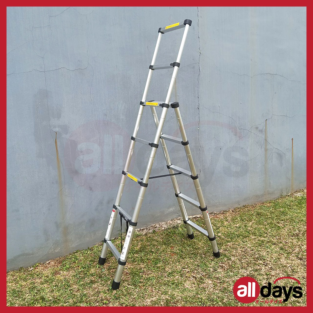 Alldays Tangga Lipat Teleskopik DOUBLE EXTRA 2 + 2,6 METER / Telescopic Alumunium Ladder Bahan Kuat, Praktis, Simple