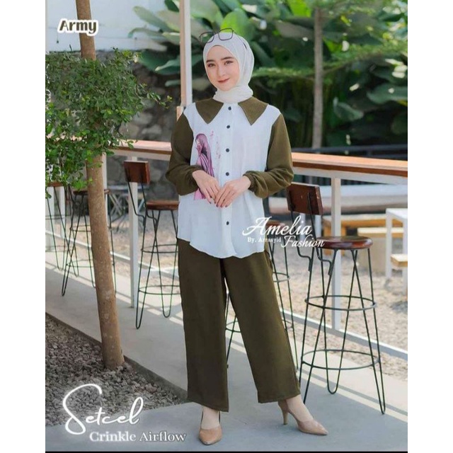 one set crinkle airflow sablon viral setcel crinkle airflow jumbo