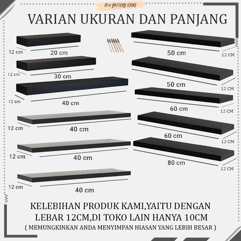 Papan Rak Hiasan Ambalan Hambalan Lebar 12CM Tempat penyimpanan Buku Bunga Kosmetik make up Makeup  Bumbu Dapur Dekorasi Dinding Dingding Tembok Tempel Ruang Tamu Kamar Tidur Cowok Cewek Kayu Jati Belanda Susun Serbaguna Minimalis Putih Tanpa Bor Murah 12