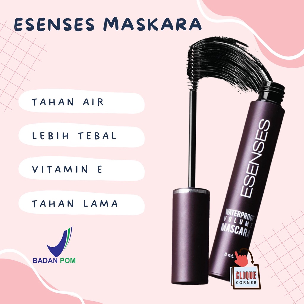 ESENSES Waterproof Volume Mascara Maskara 8ml / Longlasting &amp; Vitamin E