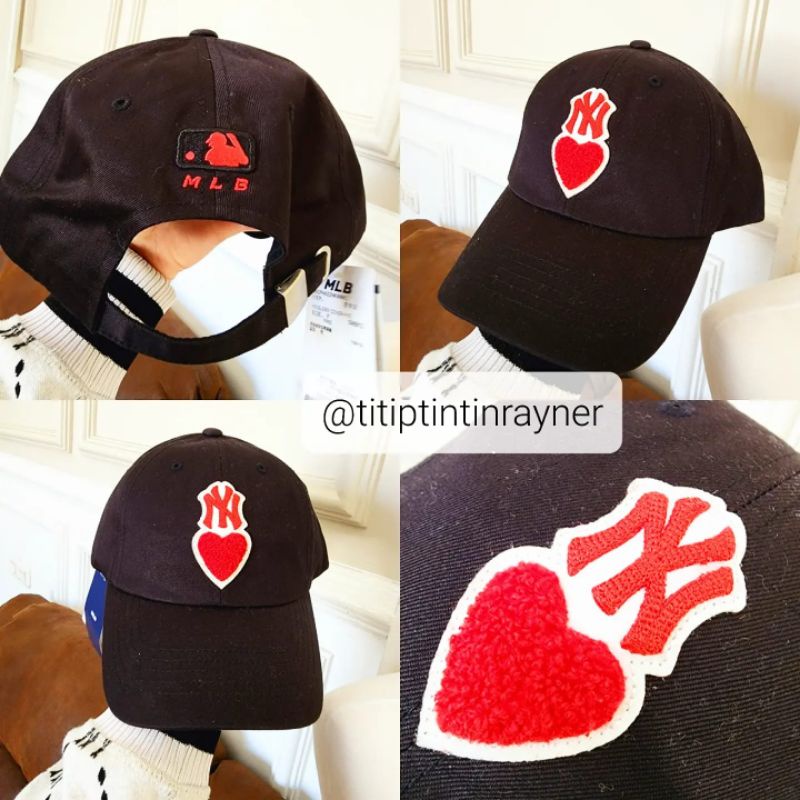 TOPI MLB KOREA NY LOVE BLACK & RED