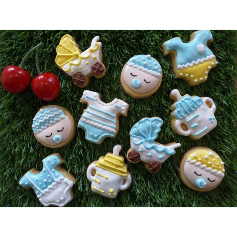 

Cookies hias tema baby born Kukis hampers baby