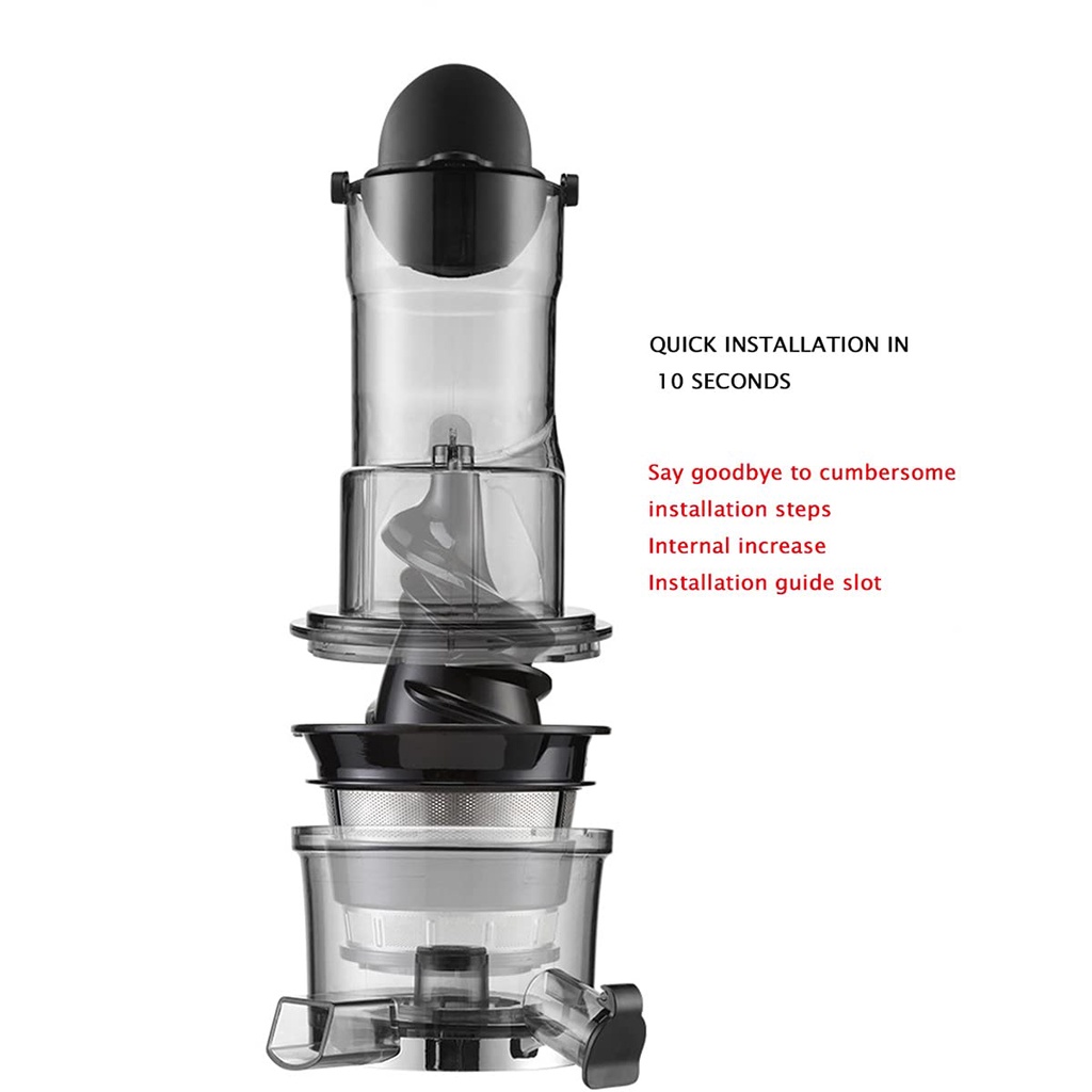 SLOW JUICER Mesin Pembuat Jus, Chute Pakan Besar Mulut Besar 3'' untuk Buah dan Sayuran Utuh, Mudah Dibersihkan, Ekstraktor Sentrifugal, Bebas BPA, Motor 150W