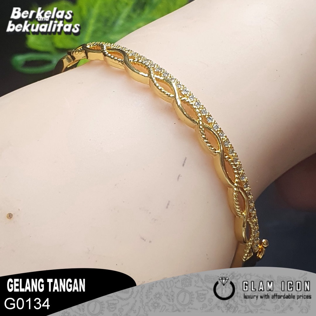 Gelang Bangle Mata Tabur Motif kepang Baris  G0134 GBG