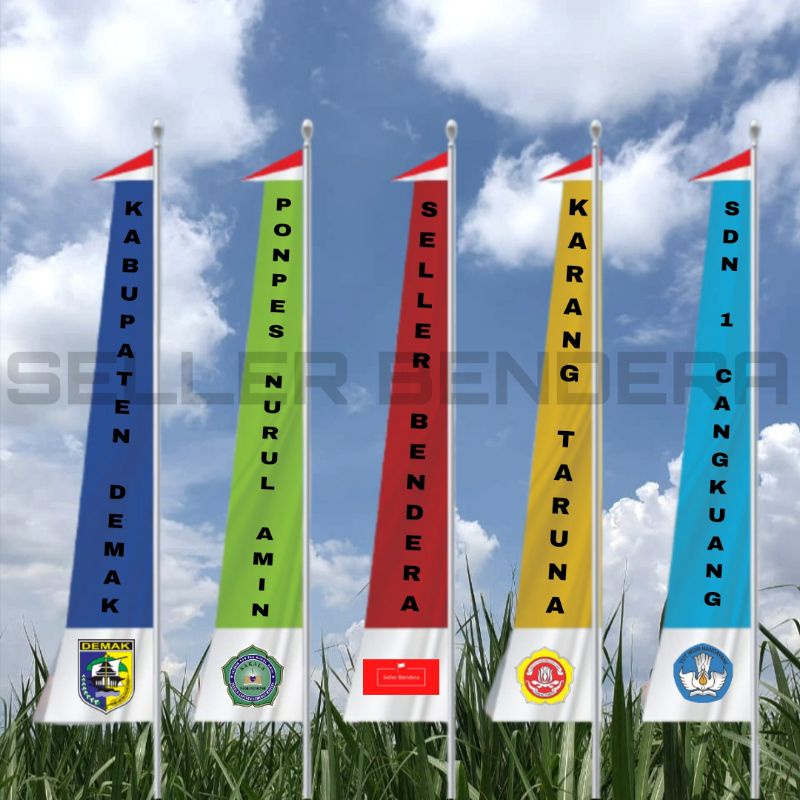 Umbul umbul custom tulisan & logo 4 Meter