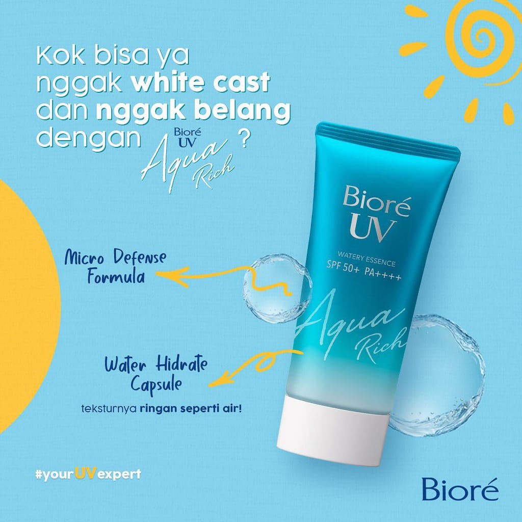 Biore UV Aqua rich watery sunscreen SPF 50 PA++++50gr ori jepang