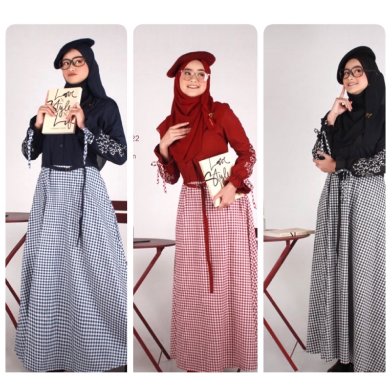 Abaya Dannis Terbaru Motif Kotak