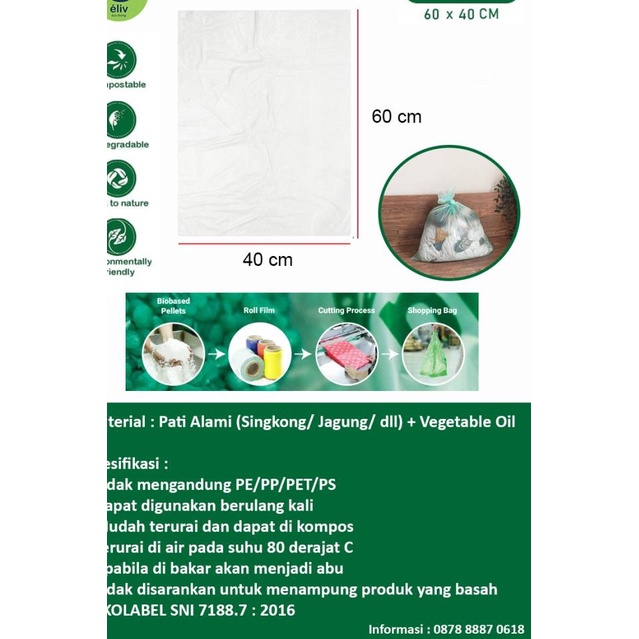 

Kantong Plastik Singkong Polos (Small) / Cassava Bag BIODEGRADABLE