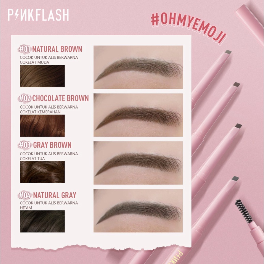 PINKFLASH Waterproof Auto Eyebrow Pencil | Pensil Alis | Eye Brow | Automatic | Pinkflash PF-E09 n