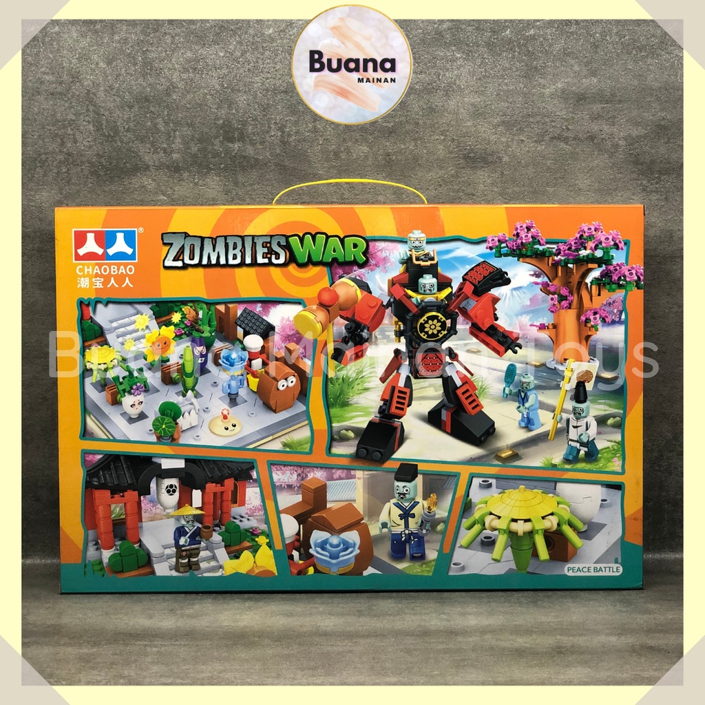 BRICKS CHAOBAO PLANT VS ZOMBIE WAR MAINAN EDUKASI ANAK COWO CEWE BLOCK BRICK GAME 7564