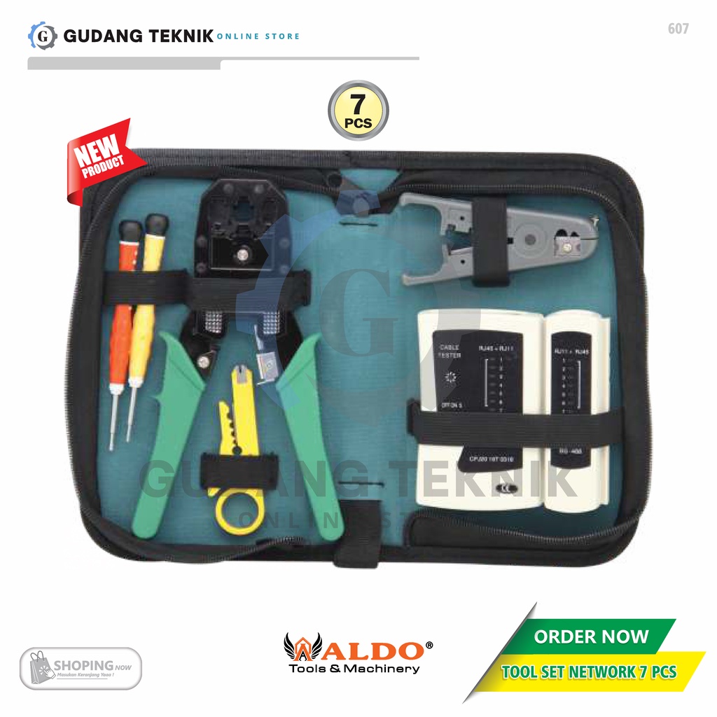 Tool Set Network 7 PCS ALDO 607 / Peralatan Instalasi Jaringan ALDO 607 - Kunci Tool Set Jaringan ALDO 607